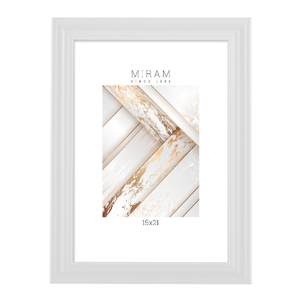 Фоторамка 15*21 пластик, багет 20мм, белый, вставка пластик, ножка 640261-6 МИРАМ