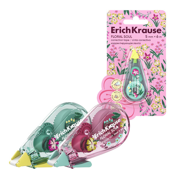 Корректор ленточный 5мм*6м "Floral Soul" ассорти 62738 Erich Krause
