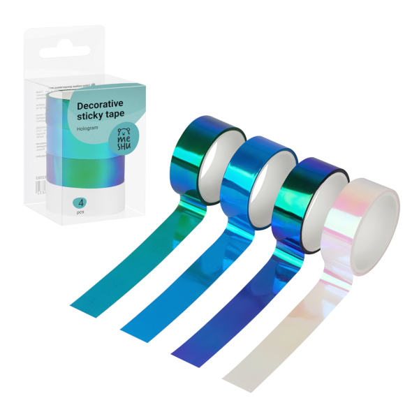 Набор клейких лент 15мм*3м "Hologram" ассорти (уп*4шт) MS_52083 MESHU