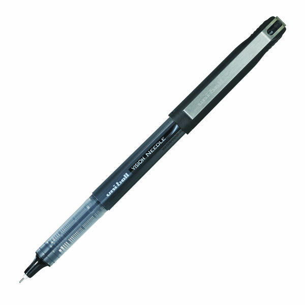 Роллер UNI-ball Vision Needle UB-185S черный, корпус серый, 0,5мм 141508