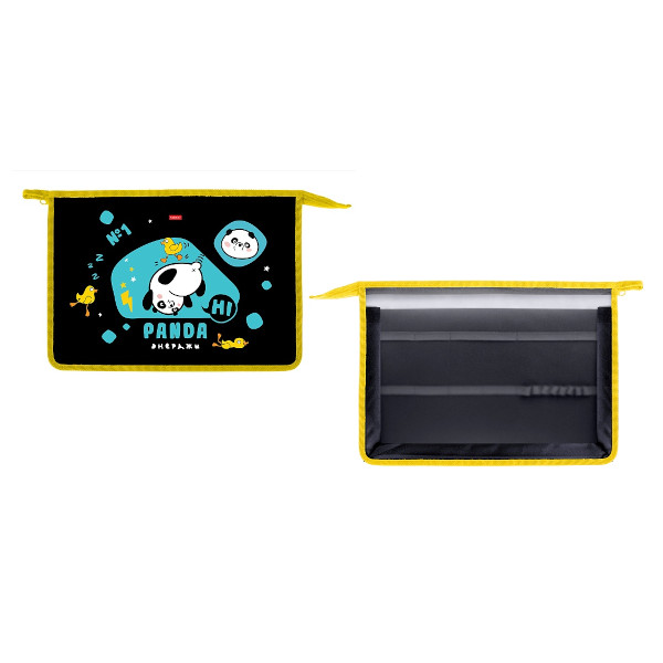 Папка для труда А4 2отд., пластик, молния "Панда энерджи" AMt_07069 Hatber