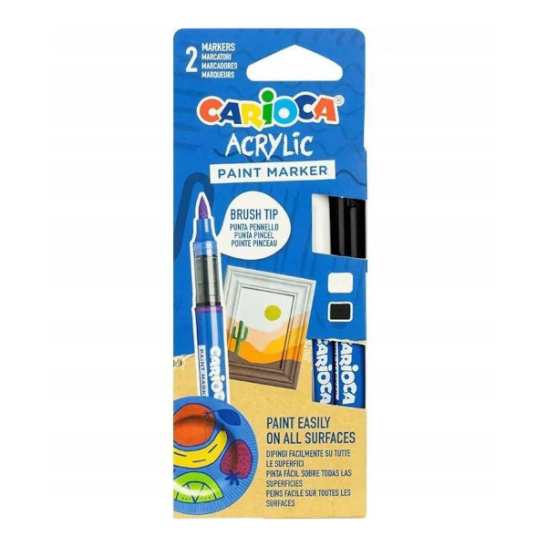 Набор маркеров Carioca "Paint Marker" 2цв., кисть, карт.уп. 45283