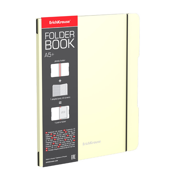 Тетрадь 48л А5+ клетка "FolderBook Pastel" съем. пластик, желтый 51395 Erich Krause