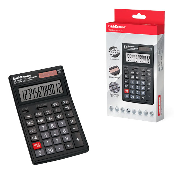 Калькулятор Erich Krause DC-4412N "Classic" (черный) настольный, 12р 54412