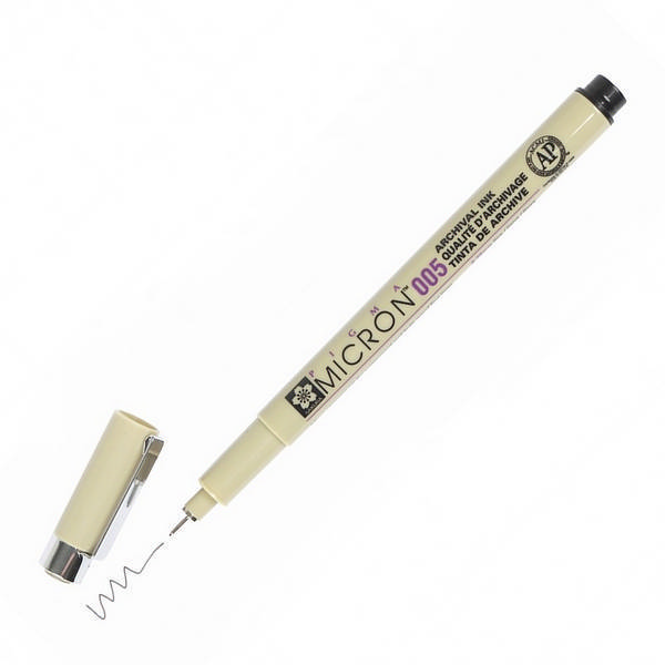 Ручка капиллярная 0,2мм, черный, корп. бежевый "Pigma Micron" XSDK005#49 Sakura