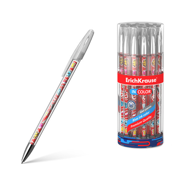 Ручка гелевая 0,5мм, синий, прозрач. корп. "InColor. Sweet love" 50754 Erich Krause