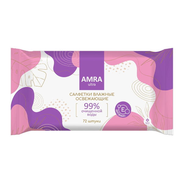 Салфетки влажные Amra "Ultra. Для всей семьи" 72шт/пач БМФ213
