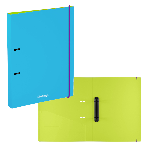 Папка 2 D-кольца А4, 24мм, 600мкм, карман внутрен., голубой "Raze" RB4_2D154 Berlingo