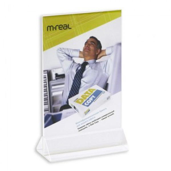 Держатель для инф. настол. прозрачный, вертикал. двусторон. 148*210мм №190 Attache