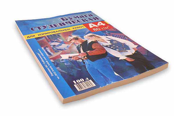 Бумага А4 "Студенческая" белая 80г/м2 100л 92%  для копир. работ СБИ