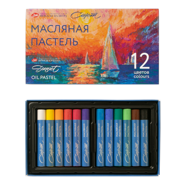 Пастель масляная Невская палитра "Сонет" 12цв, круглая, карт.уп. 70412967/7041155