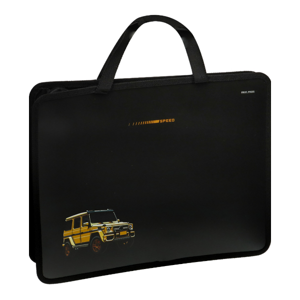 Папка с ручками А4 1отд., пластик, молния "Следы от шин" П-0001 Проф Пресс