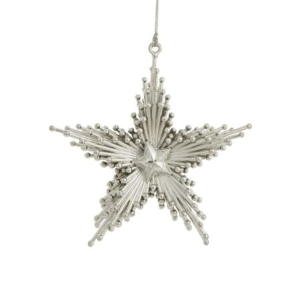 Украшение подвесное Феникс-Презент "Звезда ажурная в серебре" пластик, 11*4,5*12см 81968