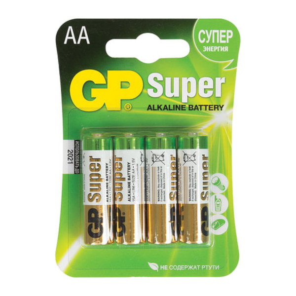 Батарейка GP Super AA/LR06, алкалиновая BL4 (1уп*4шт) 450434
