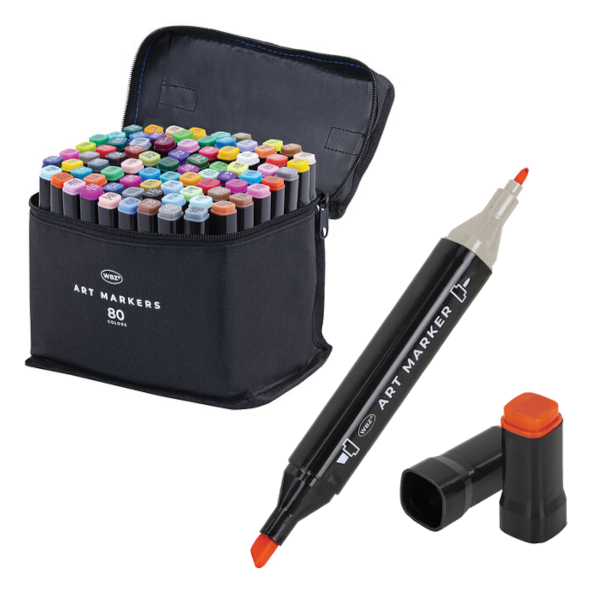 Набор маркеров WBZ 80цв., двустор., пулев./скош.,текстил.чехол 152575