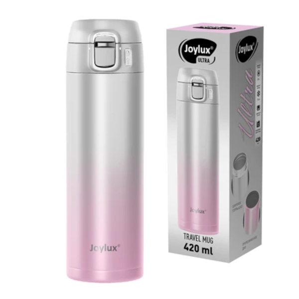 Термокружка 420мл "Ultra gradient" белый/розовый 700276 Joylux