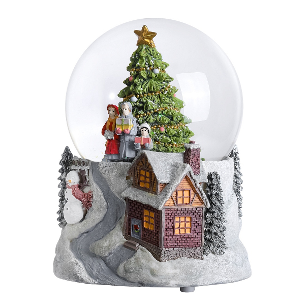 Шар стеклянный "Снежная деревня" 11,5*11,5*15см, 3*LR44 подсвет. Т-2460 Миленд