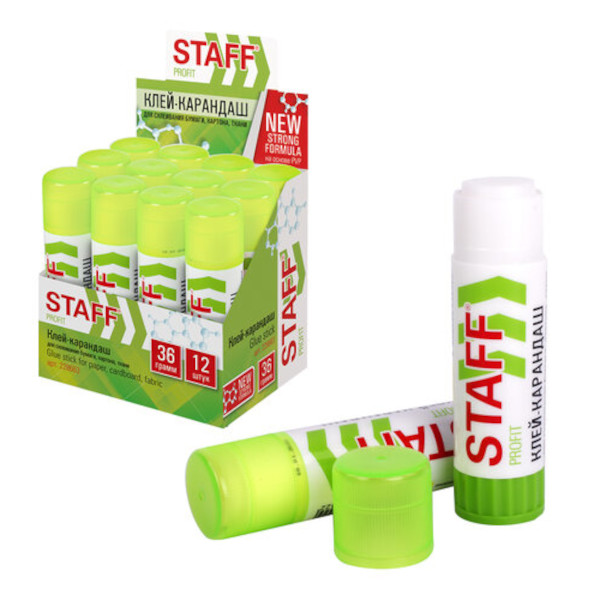 Клей-карандаш 36г, PVP "Profit" УСИЛЕННЫЙ 228663 Staff