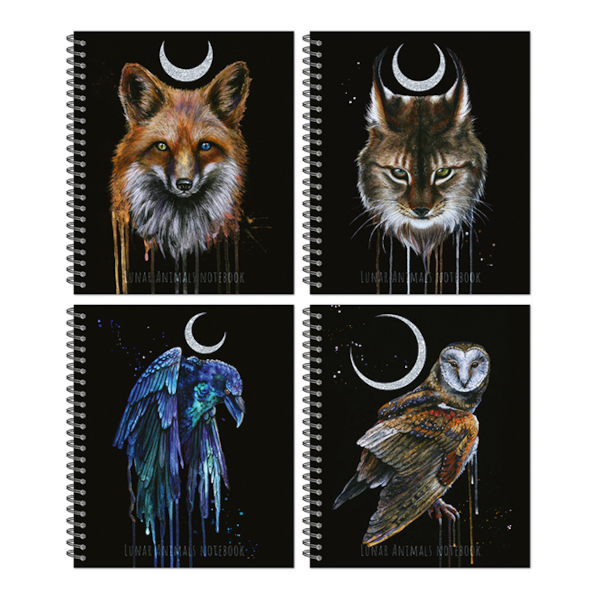 Тетрадь 96л А5 клетка/гребень "Lunar dark Animals" картон, ассорти 3312-96 Полином