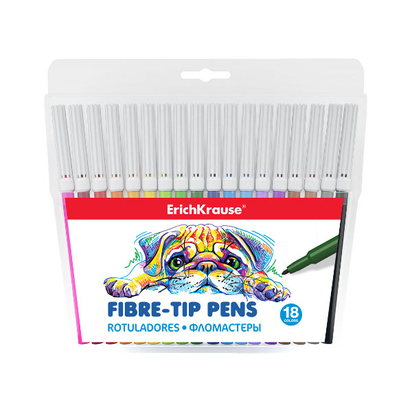 Фломастеры Erich Krause "Easy Washable" 18цв, блистер 47881