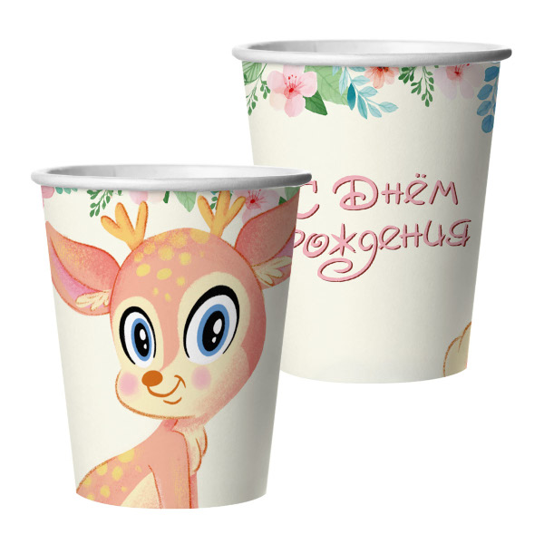 Стакан бумажный 250мл "Олененок" (1уп*6шт) 77493 Дон Баллон