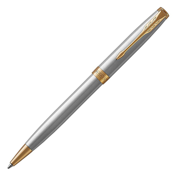 Ручка шар PARKER "Sonnet Core Stainless Steel GT" черная, стал. корп., позол. отд., 1мм 1931507