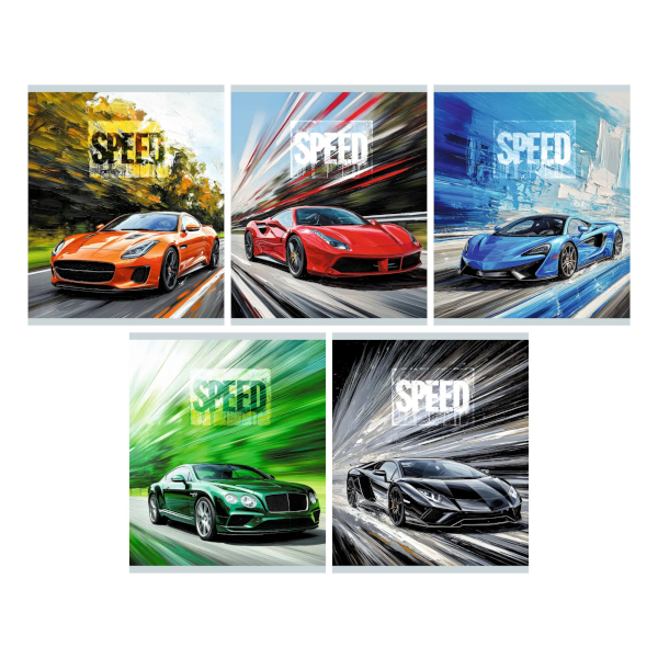 Тетрадь 40л А5 клетка "Speed" картон, ассорти ТК409618 Listoff