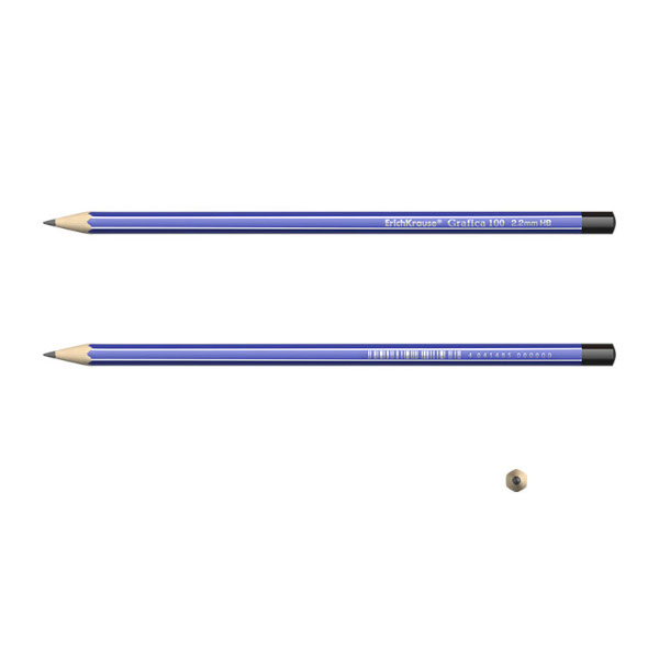 Карандаш ч/гр HB, дерево, 6-гран., без ласт., синий "Grafica 100" 32847/45610/45483 Erich Krause