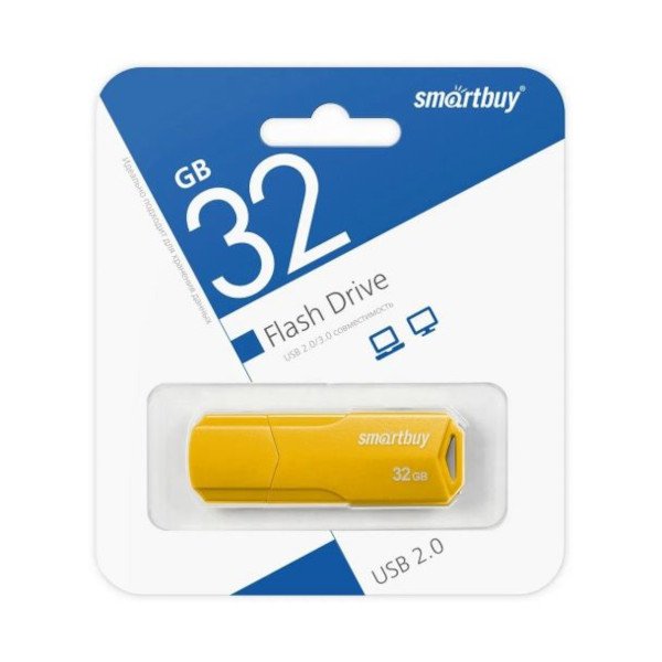 Память Flash Drive 32Gb USB 2.0 Smartbuy Clue, желтый SB32GBCLU-Y
