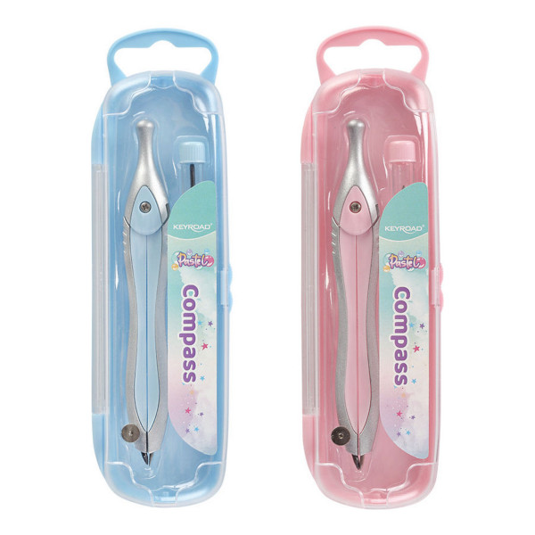 Циркуль Keyroad "Pastel" 125мм, металл, пласт.пенал, ассорти, +1 грифель KR972419