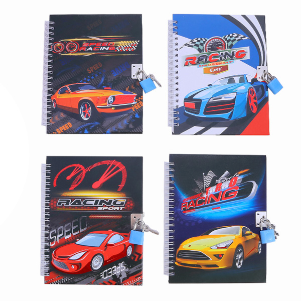 Блокнот 13*18см 48л "Машинки" линейка, гребень, тв.обл., картон, ассорти, замок M-9198 MAZARI