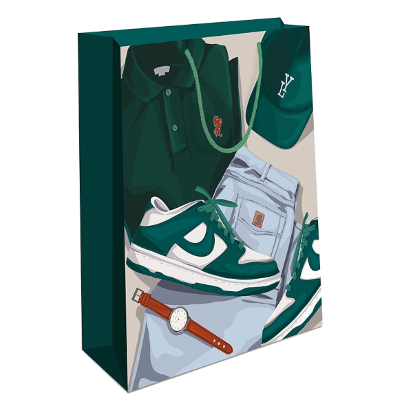 Пакет бумажный 42,5*33*10см "Мужской стиль зеленый" 0195.422 Арт Дизайн