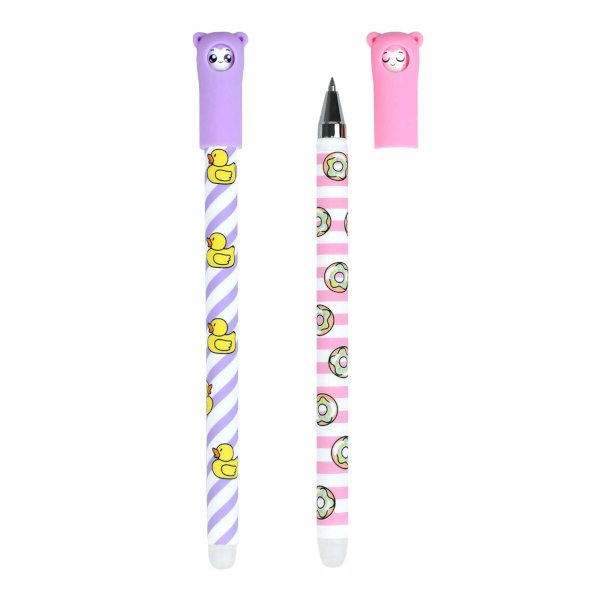 Ручка гелевая стираемая 0,5мм, синий, корп. ассорти "Уточки и пончики" 71651 Феникс+