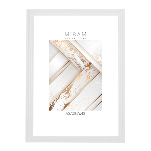 Фоторамка 29,7*42 пластик, багет 20мм, белый, вставка пластик 640261-A3 МИРАМ
