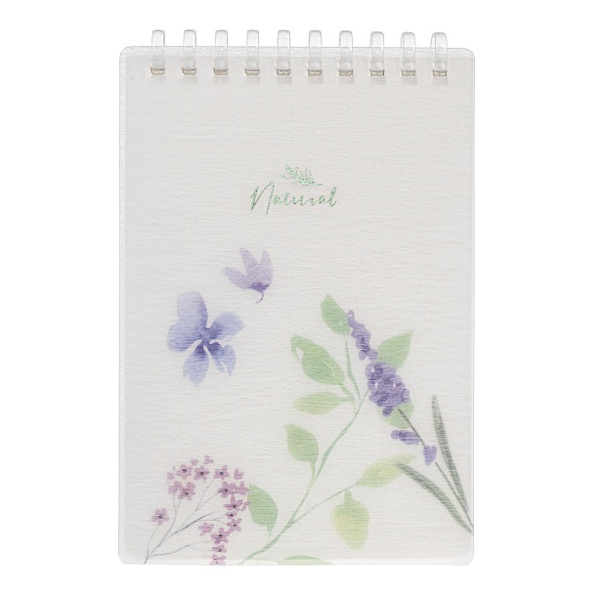 Блокнот А6 80л "Natural blue flowers" клетка, гребень, пластик.обл., рисунок 80Б6A1мс_33478 Hatber