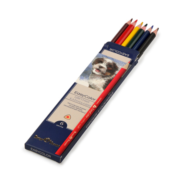 Карандаши 6цв, дерево, 3-гран. "EasyColor" карт.уп. 30-0027 Bruno Visconti