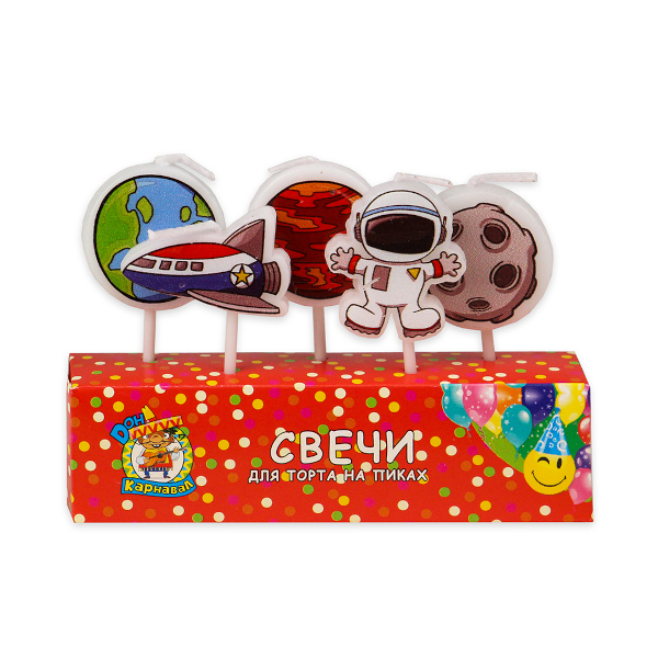 Свечи для торта на пиках "Космос" (1уп*5шт) ассорти С-6015 Миленд