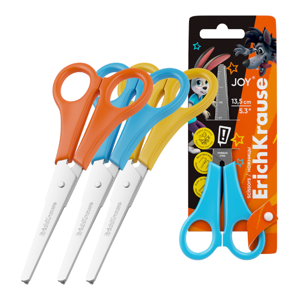 Ножницы 13,5см Erich Krause "Ну, Погоди! Каникулы" пластик, ассорти, блистер 62642