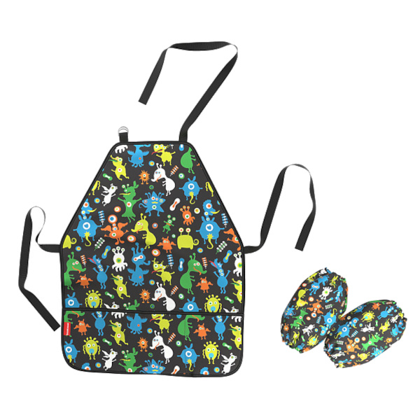 Фартук для уроков труда+нарукавники "Funny Monsters" 55*43см, 3 кармана 48292 Erich Krause