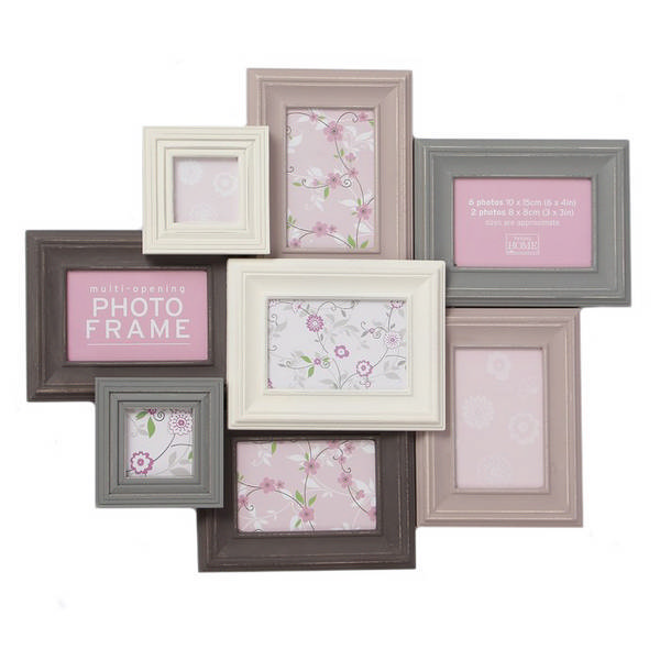 Фоторамка коллаж 8 фото МДФ, корич/серебро/беж, вставка стекло "Madeira Vl" PI03441 Innova