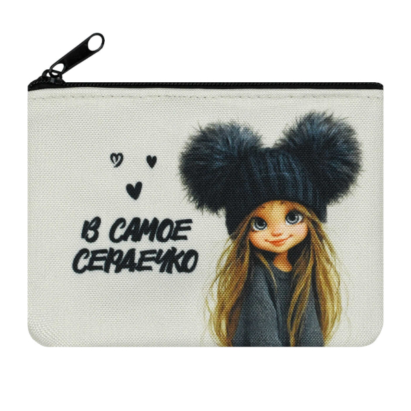 Кошелек детский "Девчонка в шапке" 11*8см, полиэстер, молния 72939 Феникс+