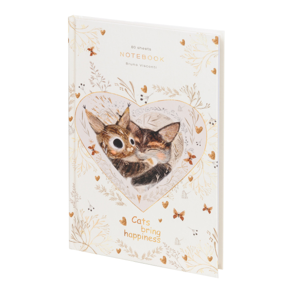 Блокнот А5 80л "Котики. Приносят счастье" клетка, сшивка, тв.обл., картон, рисунок 3-80-072/46 BV