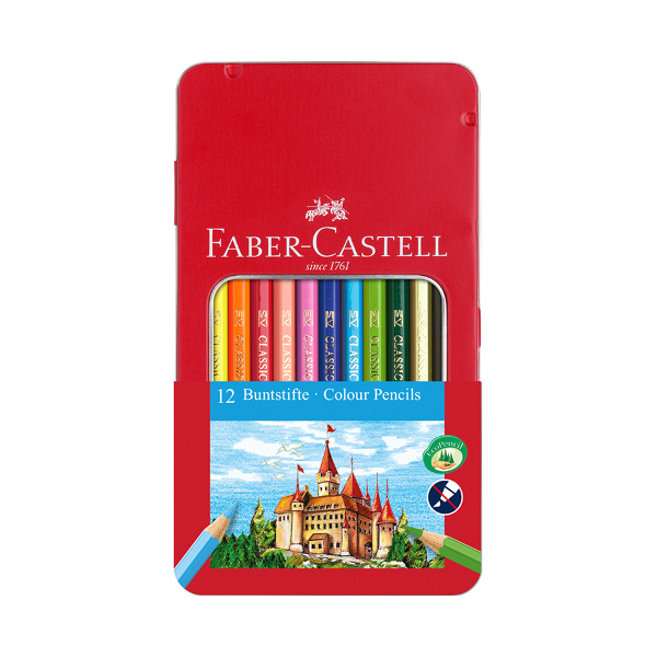 Карандаши Faber-Castell "Замок" 12цв, 6-ти гран., в метал.уп. 115801