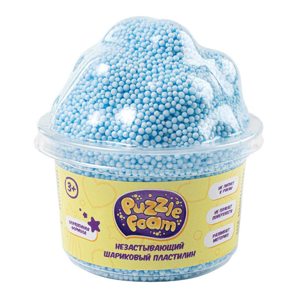 Пластилин шариковый Puzzle Foam "Облако" голубой, пластик.банка FM052