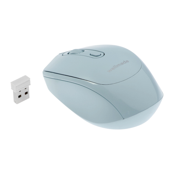 Мышь "Wellmade" 1200dpi, USB, беспроводная, голубая M03