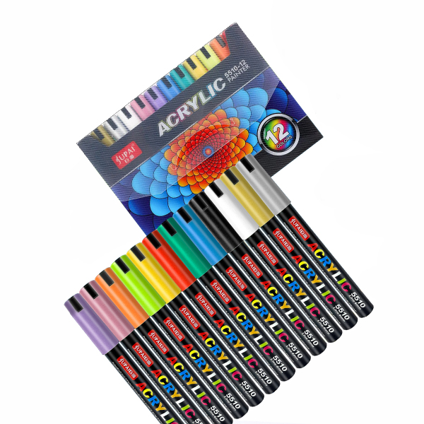 Набор маркеров акриловых Jupai "Acrilic" 12цв., 4мм, пулевид., пластик.уп. 5510-12