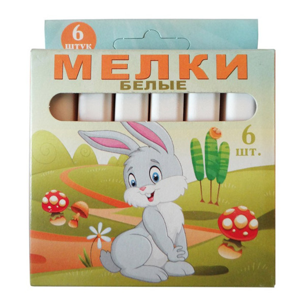 Мел белый Workmate 1уп*6шт, квадратный, школьный 15-0867