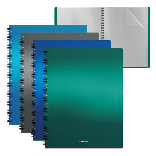 Папка 20 файлов А4, спираль, 10мм, 600мкм, ассорти "Matt Ice Metallic" ЕК49961 Erich Krause