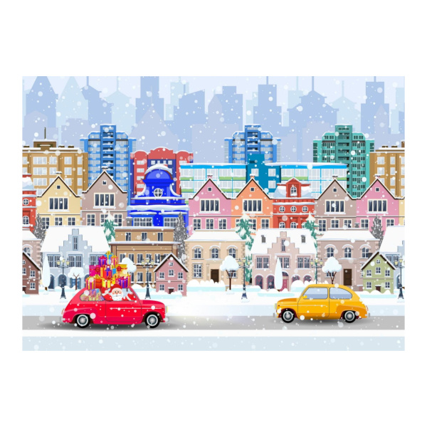 Алмазная мозаика Рыжий кот 30*40см "Снежный город" НД-5864