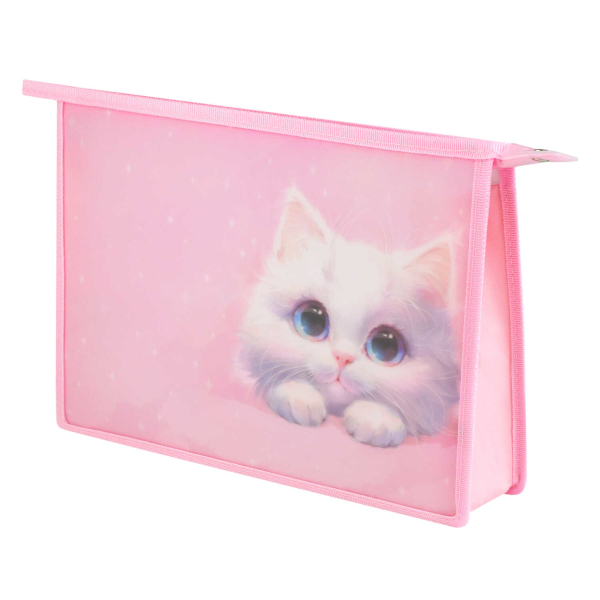 Папка для тетрадей А4 1отд., пластик, молния "Белый кот" 72353 Феникс+